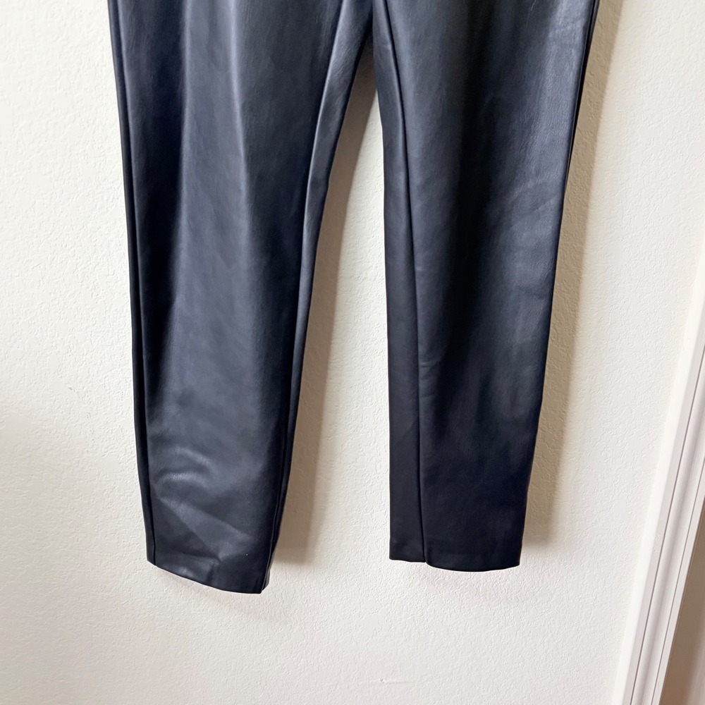 Banana Republic Black Vegan Faux Leather Devon High Rise Slim Pants 4 Edgy Chic - Picture 7 of 8